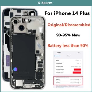90% New, Disassembled Middle Frame Housing Back Cover For iPhone 14 Plus, with Battery Rear Camera NFC Wireless Assembly