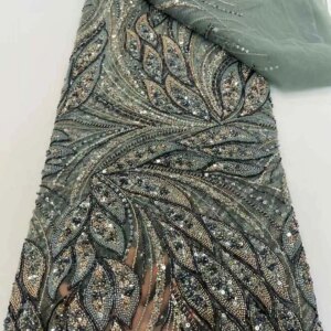 Mccarthy Luxury Heavy Handmade Beaded Sequins Pearls Embroidered African French Tulle Wedding Bridal Lace Fabric for Party Dress