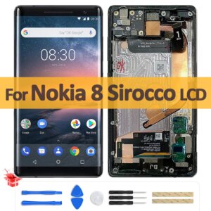 5.5″ Original LCD For Nokia 8 Sirocco LCD Display Touch Screen TA-1005 Digitizer Assembly With Frame For Nokia 8S Repair Replace