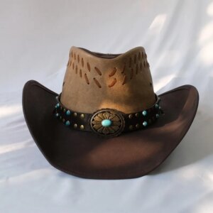 Men’s and women’s hat straps made of old leather large brimmed country cowboy hats waterproof warm