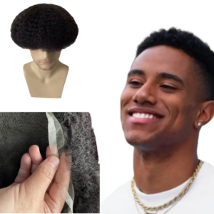 Brazilian Virgin Human Hair Systems Black Color 1b# 8mm Wave Toupee 8×10 Swiss Lace Unit for Black Men