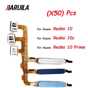 50Pcs,For Xiaomi Redmi 10 / 10 Prime / 10c Fingerprint Sensor Home Return Key Menu Button Flex Ribbon Cable