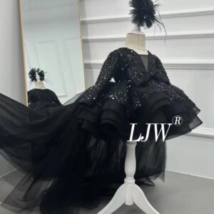 Wedding Lace Flower Girl DressV-neck sequins First Communion Birthday Wedding Kids Girls Pageant Evening Children’s