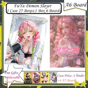 FuYu Demon Slayer A6 Board Colored Paper Anime Kimetsu Yaiba Tanjirou Kamado Nezuko Card Kids Gift Demon Slayer Cards