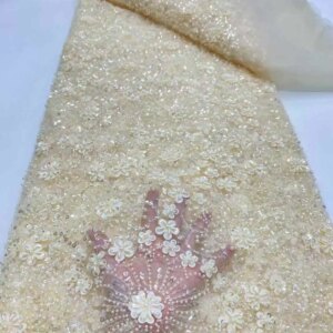 African Lace Fabric 2025 Sequins Beaded Embroidery Groom Nigerian Bridal High Quality French Tulle Lace Fabric For Wedding Dress