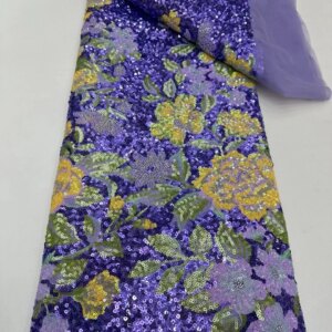 Wholesale African lace French Sequins Nigerian Tulle Embroidered Net Lace For Sewing Women Dresses High Quality 5 Yards