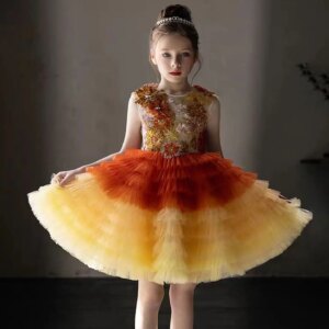 Dreamy Vow Luxury Colorful Beaded Flower Girl Dress Princess Baby Kids for Holiday Birthday Party Gowns 2025 J097
