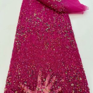 African Beaded Lace Fabric Luxury 2025 High Quality New Embroidered Lace Fabric By Meters Sequins Elegant For Party Dresses Sew