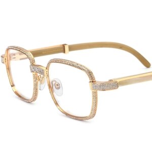 Belight Optical Rhinestone Nature White Black Horn Full Rim Square Shape Eyeglasses Frame Prescription Lens 7550180