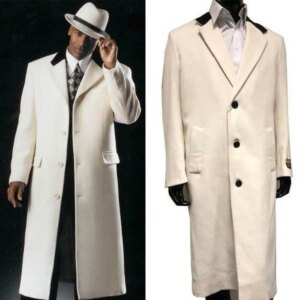 Mens Beige Overcoat Tweed Wool Winter Warm Groom Coat Outdoor Wear Long Jacket One Piece