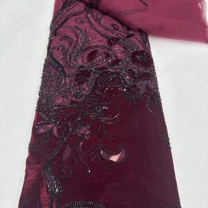 African Lace Fabric 2025 Sequins Beaded Embroidery Groom Nigerian Bridal High Quality French Tulle Lace Fabric For Wedding