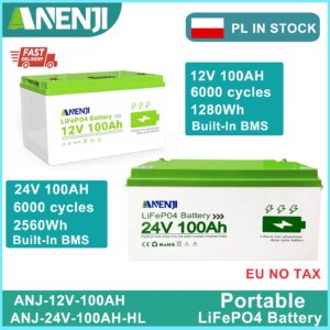 LiFePO4 Battery Pack 100AH 12V/24V BMS Recharge able Lithium Bateria Pack for Camping Car Solar
