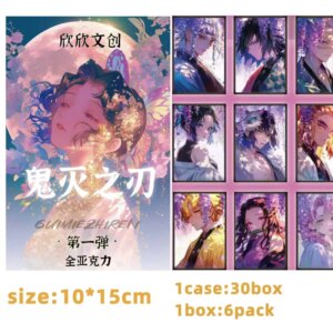 Wholesales Demon Slayer Collection Cards Acrylic Paper 10*15cm Wave 1 Booster Box 1Case Playing Cards Games Toys Gift