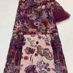 African Lace Fabric 2025 High Quality French 3D Sequins Embroidery Beads Tulle Lace Fabric For Party Dress