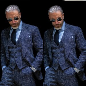 3 Pieces Wedding Men Suits Quality Tuxedos Classic Peaked Lapel Blazer Pant Vest Custom Size MZM5