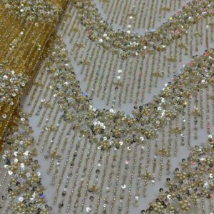 African 3D Gold Lace Fabric 2025 High Quality Lace French Mesh Lace Fabric Sequins Beaded Nigerian For Luxury Wedding Dress