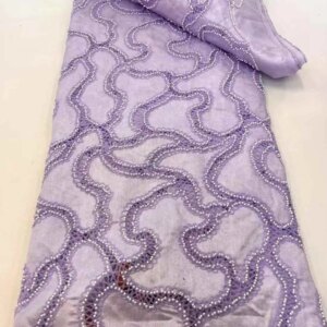 African Beads Lace Fabric 2025 High Quality Nigerian French Guipure Cord Lace With For Wedding Dress