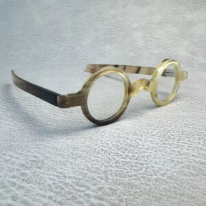 Eyeglass Frames Unique Vintage Round Small Handmade Honey Horn Prescription Reading Men Glasses Frames Optical Lenses Eyeglasses