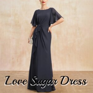 Coulmn Mother of the Bride Dresses Elegant Beading Chiffon Ruching Wedding Party Gowns Scoop Neck Wedding Guest Dress Custom
