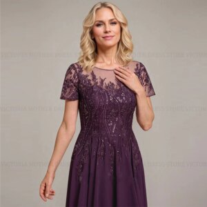 VICTORIA Exquisite Mother of the Bride/Groom Dress 2025 Customized Chiffon A-Line V-Neck Sequins Long Party Wedding Guest Gowns