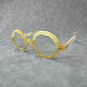 Eyeglass Frames Unique Vintage Round Retro Handmade Honey Horn Reading Prescription Man Glasses Frames Optical Lenses Eyeglasses