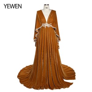 V Neck Velvet Formal Maternity Dresses Photography and Maternity Dress Bohemian Dress for Pregnant Women YEWEN YW220818