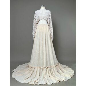 Don&Judy Boho Flower Embroidery Maternity Wedding Dress Bohemian Cotton Two Piece Party Gown Pregnant Women Photo Shoot Dresses