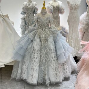 Jill Wish Luxury Coral Girl Dress Beaded Crystal Kids Princess Birthday Wedding Party Children Holiday Communion Gown 2025 J080