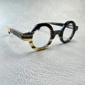 Man Women Glasses Frames Vintage Round Graduated Lenses Handmade Natural Horn Prescription Eyeglass Frames Myopia Eyeglasses