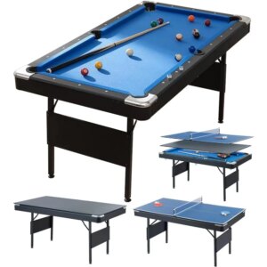 3 in 1 Pool Ping Pong Dining Combo, 65.75in Foldable Billiard/Table Tennis, Multi Game for Adults Kids, With Billiard and Tennis