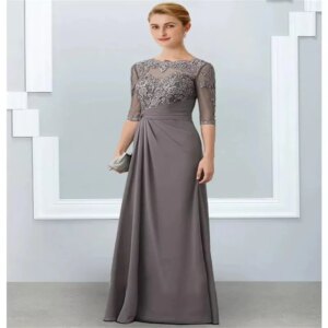 Chiffon Mother of the Bride Summer Dresses Long for Formal Occasions Dresses Wedding Party Guest Dresses Half Sleeves Gowns