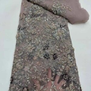 African Lace Fabric 2025 High Quality French Net Embroidery Luxury Beaded Lace 5 Yards for Wedding Evening Party