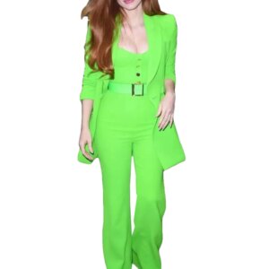 Handmade Green 2 Pieces Women Suits One Button Notch Lapel Fashion Stylish Evening Party Business Office Wear Women Customized