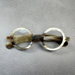 Eyeglass Frames Round Unique Vintage Classic Handmade Black White Horn Prescription Man Glasses Frames Optical Lenses Eyeglasses