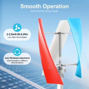 12V/24V Wind Turbine Generator Kit with Charge Controller, 400W 3 Blade Portable Vertical Helix Wind Power Turbine Generator Ki