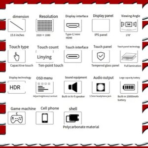 T35C For Waveshare 15.6Inch LCD Touch Monitor (C), 1920 × 1080 Full HD, IPS Screen Optical Bonding Toughened Glass Panel EU PLUG