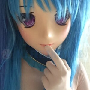 (Jiang23)Female Sweet Girl Resin Half Head Kigurumi Crossdress Cosplay Japanese Anime Role Lolita Doll Mask With Eyes And Wig