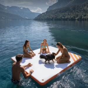 Inflatable Floating Dock, Swim Platform Floating Dock for Lakes, Lake Floats for Adults, Island Raft Mat for Lake Beach Ocean