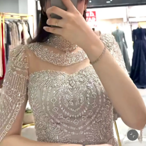 FATAPAESE Customized eEngagement Dress Full Beaded Sequins Stones Bodice Cape-Tank Sleeve Sheath Gown Wedding Bridesmaid Dress