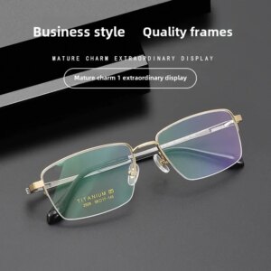 Business Men and Women, Simple Half-frame Pure Titanium Myopia Glasses Frame 2928 Can Be Equipped with Degree Anti-blue Light