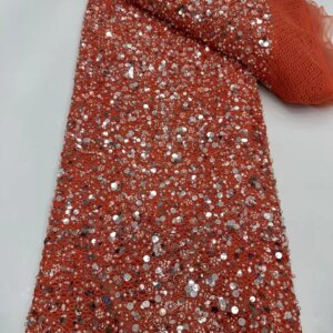 Wholesale French Luxury Mesh Beaded Lace Fabric 5Yards 2025 High Quality African Nigerian Sequins Net Lace for Women Dresses