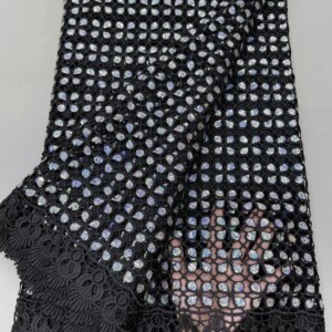 2025 Fashion Elegant Embroidery Color Water-Soluble Cord Lace Fabric African Nigerian With Sequins Fabric For Wedding Dress