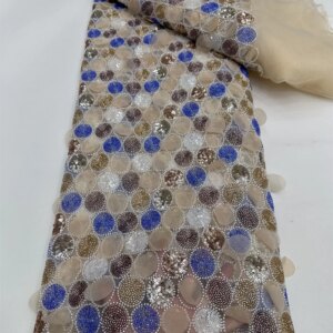 New Arrival Fashion Handmade Beaded Embroidery Lace With Sequins French High Quality Mesh 3D Fabric Party Evening Dress women