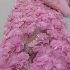 2025 New African French Nigerian High End Tulle Lace Fabric 3D With Beads Sequins Mesh for Embroiderg Wedding Bride Sewing Dress