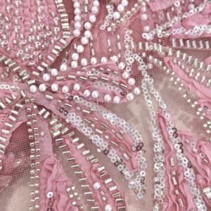 African 3D Flowers Sequin 2025 Latest Hot On Sale African French Party Lace Fabric Tulle Nigerian Beads Fabric For Wedding Dress