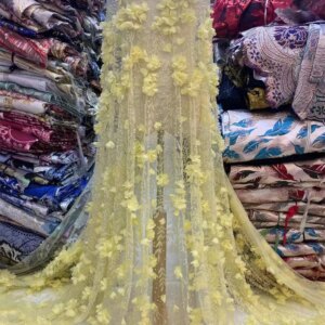 Fashion French Mesh 3D Flowers Embroidery Beadeds Lace Fabric With Sequins African Nigerian Fabric For Wedding Dress