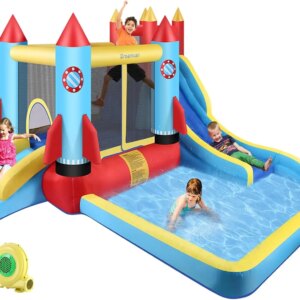 Bounce House for Kids 13X11ft Outdoor Indoor Bouncy House with Blower Jumping Castle Water Slide Climbing Wall and Pool Splash,