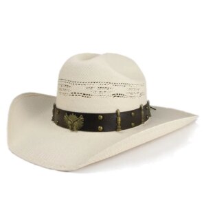 Vintage four hollow breathable woven hard set cowboy hat and waterproof top