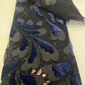 2025 Latest Luxury Elegant Embroidery Heavy quilted Groom Lace Fabric African Tulle Sequins Lace Fabric For Wedding Party Long D