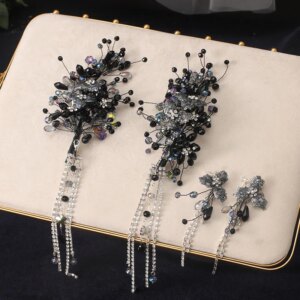 Bridal Side Clip Headdress Earrings Korean Style Beautiful Side Hair Accessory Wedding Evening Dress Sample Dinner Ornament